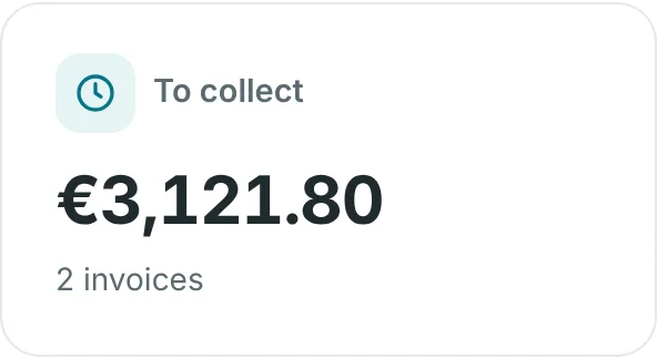 Amount to collect: €3,121.80 across 2 invoices
